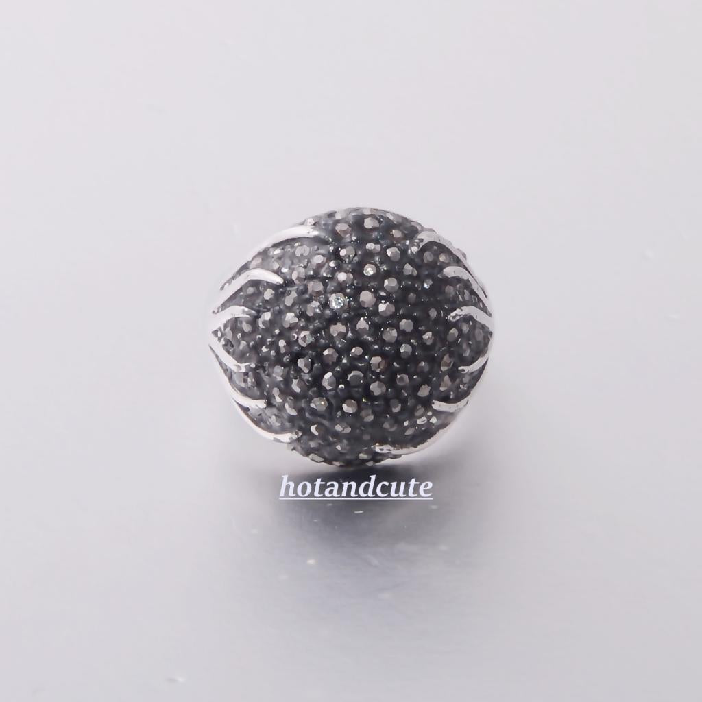White Gold Plated Ring with Marcasites Stones Vintage Style