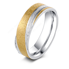 Load image into Gallery viewer, Stunning Stainless Steel Yellow Gold Plated Frosted Ring