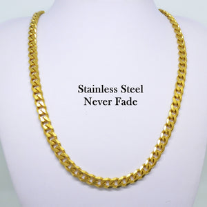 Solid Stainless Steel 316L Gold Plated Curb Chain Necklace