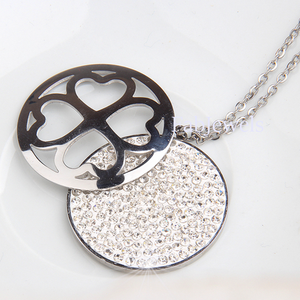316L Stainless Steel Swarovski Crystals Long Sweater Heart Necklace