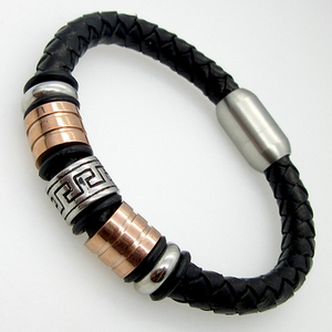 High Quality Genuine Leather and Stainless Steel Bracelet.