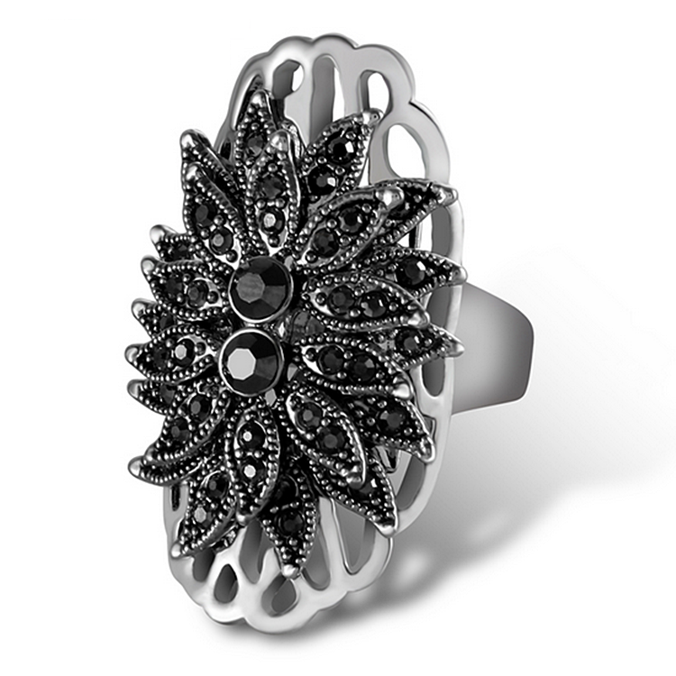 Gorgeous White Gold Plated Ring with Marcasites Stones