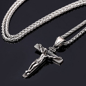 Stainless Steel 316L Crucifix Cross Pendant and Necklace