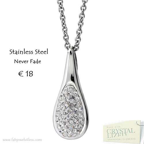 Swarovski Crystals Stainless Steel Set Necklace and Matching Earrings