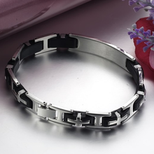 Load image into Gallery viewer, High Quality Stainless Steel and Black Silicone ID Bracelet.