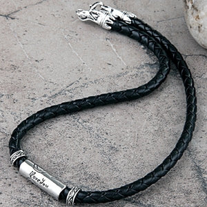 Trendy Leather and Stainless Steel Men's Necklace
