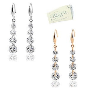 High Quality 18k White Gold / Rose Gold Plated Long Earrings with Brilliant Swarovski Crystals