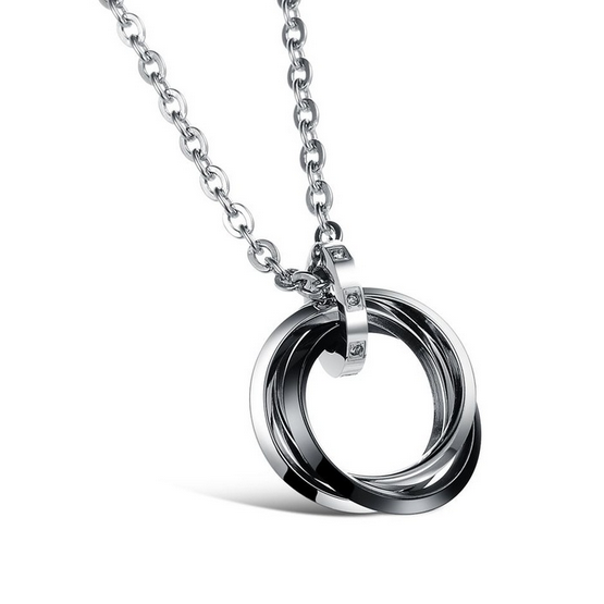 Stylish Stainless Steel 316L Necklace and Ring Pendant with Swarovski Crystals