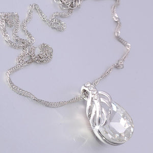 White Gold Plated Necklace with Clear Swarovski Crystal