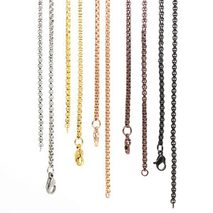316L Stainless Steel Rolo Chain Necklace Rose Yellow Gold Silver Bronze Black Brown