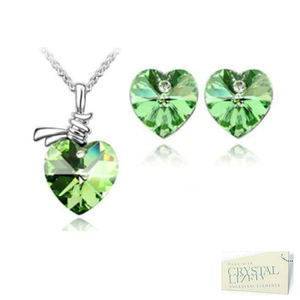 Swarovski Crystals Stainless Steel 316L Heart SET Necklace Matching Earrings
