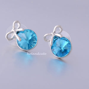 18K GOLD PLATED EARRINGS With Turquoise SWAROVSKI CRYSTALS