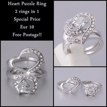 Load image into Gallery viewer, Gold Plated Heart Puzzle Ring with Swarovski Crystals