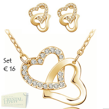 Load image into Gallery viewer, Gorgeous Heart Set in White/ Rose Yellow Gold Plated with Swarovski Crystals Necklace Pendant Earrings