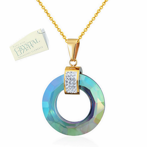 Stunning Stainless Steel Swarovski Crystals Yellow Gold Plated Necklace