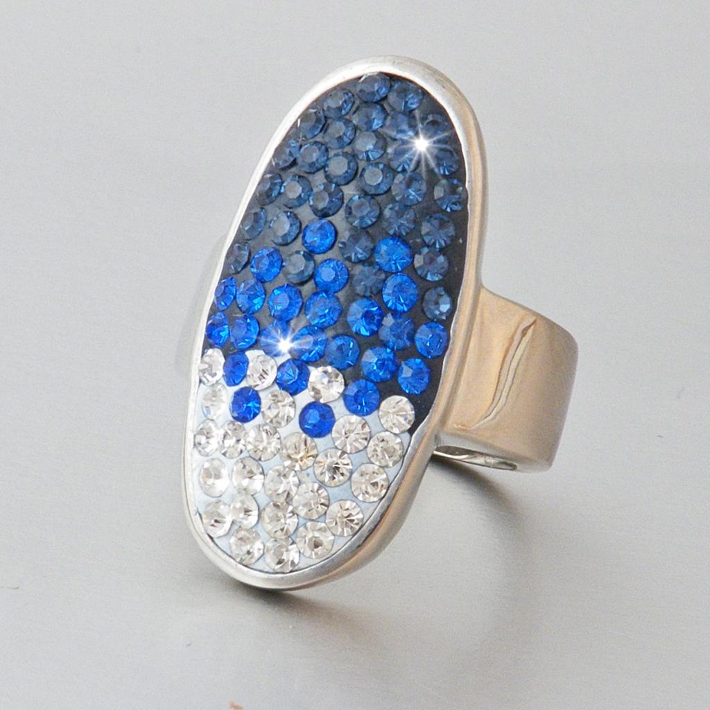 Stainless Steel Blue Swarovski Crystal Ring