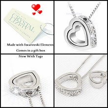 Load image into Gallery viewer, White Gold Plated Double Heart Necklace with Swarovski Crystals