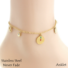 Load image into Gallery viewer, Stainless Steel 316L Anklet with Charms Yellow Gold White Gold Plated