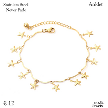 Load image into Gallery viewer, Stainless Steel 316L Star Charm Anklet Ankle Chain Yellow Gold Plated