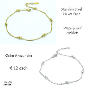 Stainless Steel 316L Ball Chain Anklet Yellow Gold / Silver