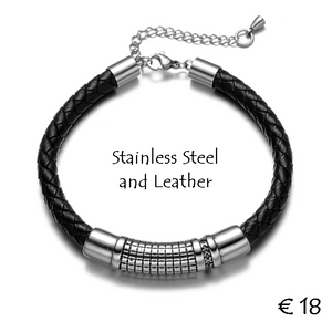 High Quality Genuine Leather and Stainless Steel Bracelet