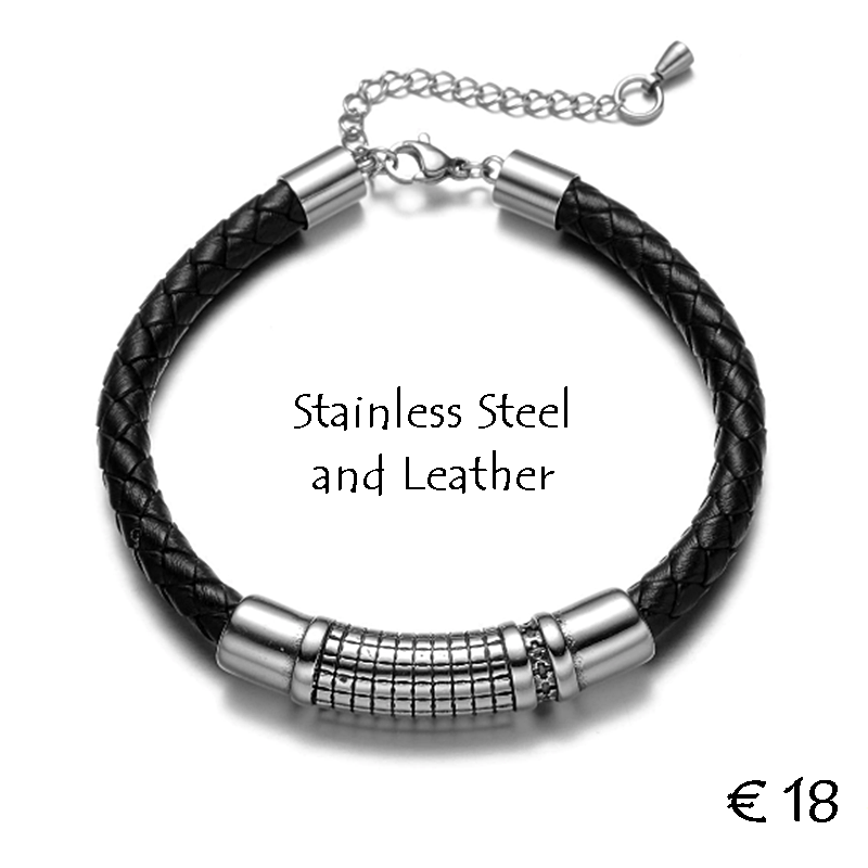 High Quality Genuine Leather and Stainless Steel Bracelet