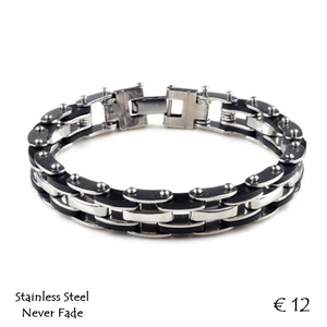 Stainless Steel and Rubber Men's Bracelet