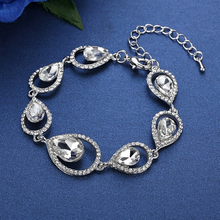 Load image into Gallery viewer, 18k White Gold Plated Water Drop Bracelet with Swarovski Crystals