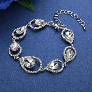18k White Gold Plated Water Drop Bracelet with Swarovski Crystals