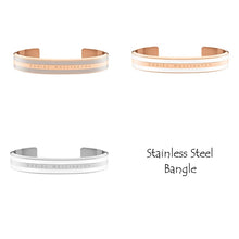 Load image into Gallery viewer, Stainless Steel Classic Cuff Bracelet Satin White Rose Gold Plated Silver