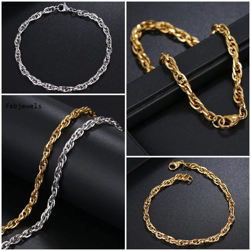 18ct Yellow Gold Plated Stainless Steel Silver Bracelet