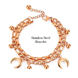 Stainless Steel 316L Yellow Gold / Rose Gold / Silver High Quality Double Bracelet With Charms