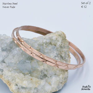 Yellow Gold Rose Gold Stainless Steel Fili Bangles Set of 2