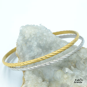Yellow Gold Rose Gold Silver Stainless Steel Fili Bangles Set of 2