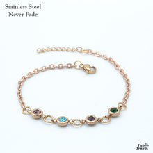 Load image into Gallery viewer, Stainless Steel 316L Personalised Family Birthstone Bracelet in Rose Gold