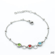 Load image into Gallery viewer, Stainless Steel 316L Personalised Family Birthstone Bracelet in Silver