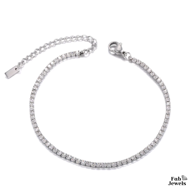 Rose Gold Yellow Gold Plated Stainless Steel Tennis Bracelet with Swarovski Crystals