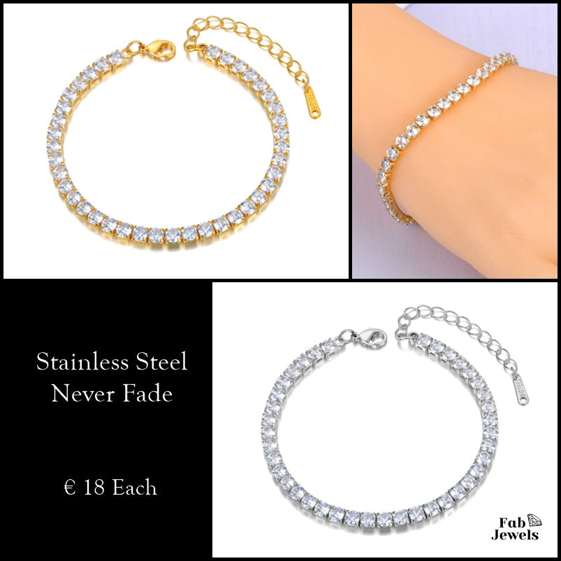 Tennis bracelet stainless deals steel