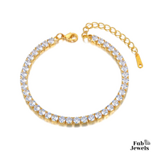 Load image into Gallery viewer, 18ct Yellow Gold Plated and Stainless Steel Tennis Bracelet