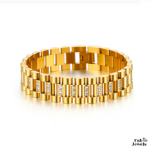 Load image into Gallery viewer, Stainless Steel Stylish Yellow Gold Plated Bracelet with Crystals