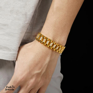 Stainless Steel Stylish Yellow Gold Plated Bracelet with Crystals