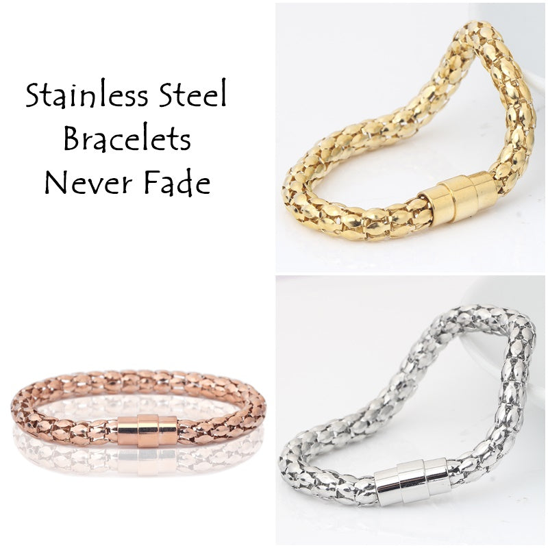 316L Stainless Steel Yellow/ Rose Gold Plated Silver Magnetic Bracelet