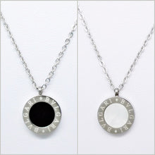 Load image into Gallery viewer, S/Steel Double Sided Necklace or Earrings or Set with Onyx Mother of Pearl
