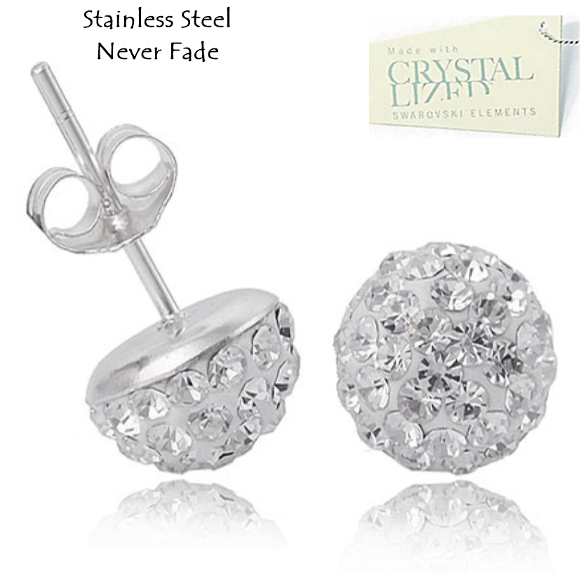 Stainless Steel 316L Hypoallergenic Silver Stud Earrings with