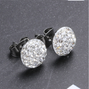 Stainless Steel 316L Hypoallergenic Silver Stud Earrings with Sparkling Swarovski Crystals