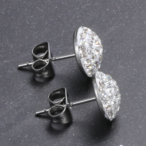 Stainless Steel 316L Hypoallergenic Silver Stud Earrings with Sparkling Swarovski Crystals