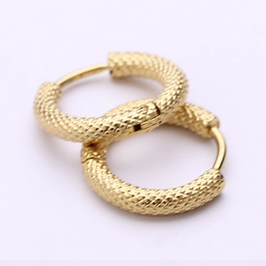 Stainless Steel Yellow Gold Plated Silver Small Hoop Earrings Hypoallergenic
