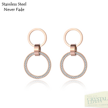 Load image into Gallery viewer, Stainless Steel 316L Hypoallergenic Rose Gold Stud Dangling Earrings with Swarovski Crystals
