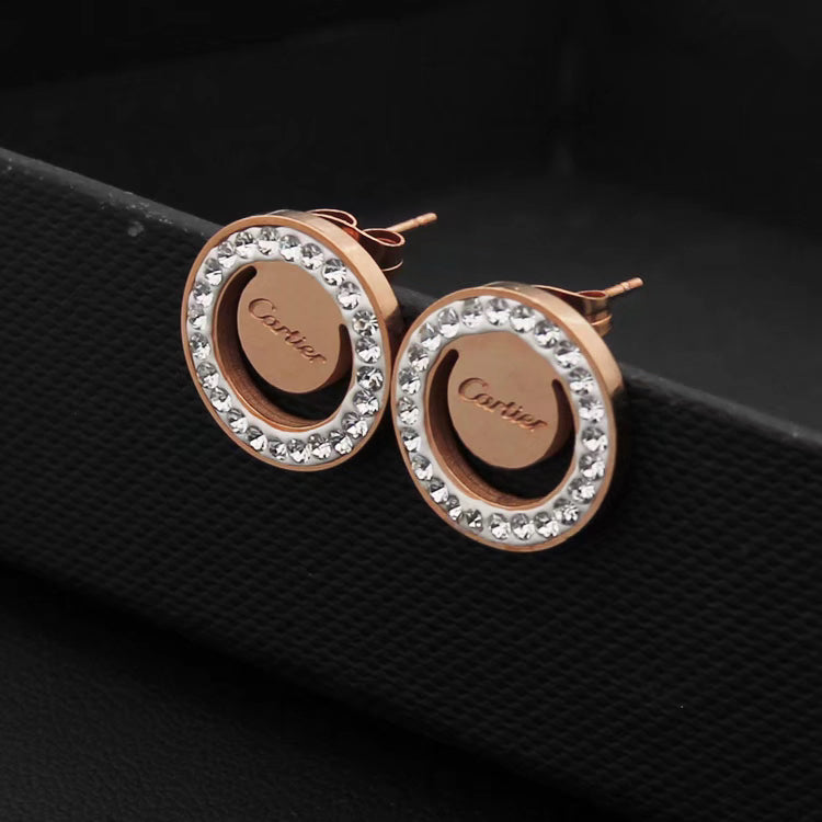 Stainless Steel Yellow Gold / Rose Gold / Silver Stud Earrings Hypoallergenic