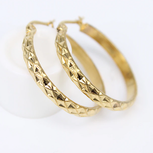 Yellow Gold Plated Stainless Steel Hypoallergenic Hoop Earrings